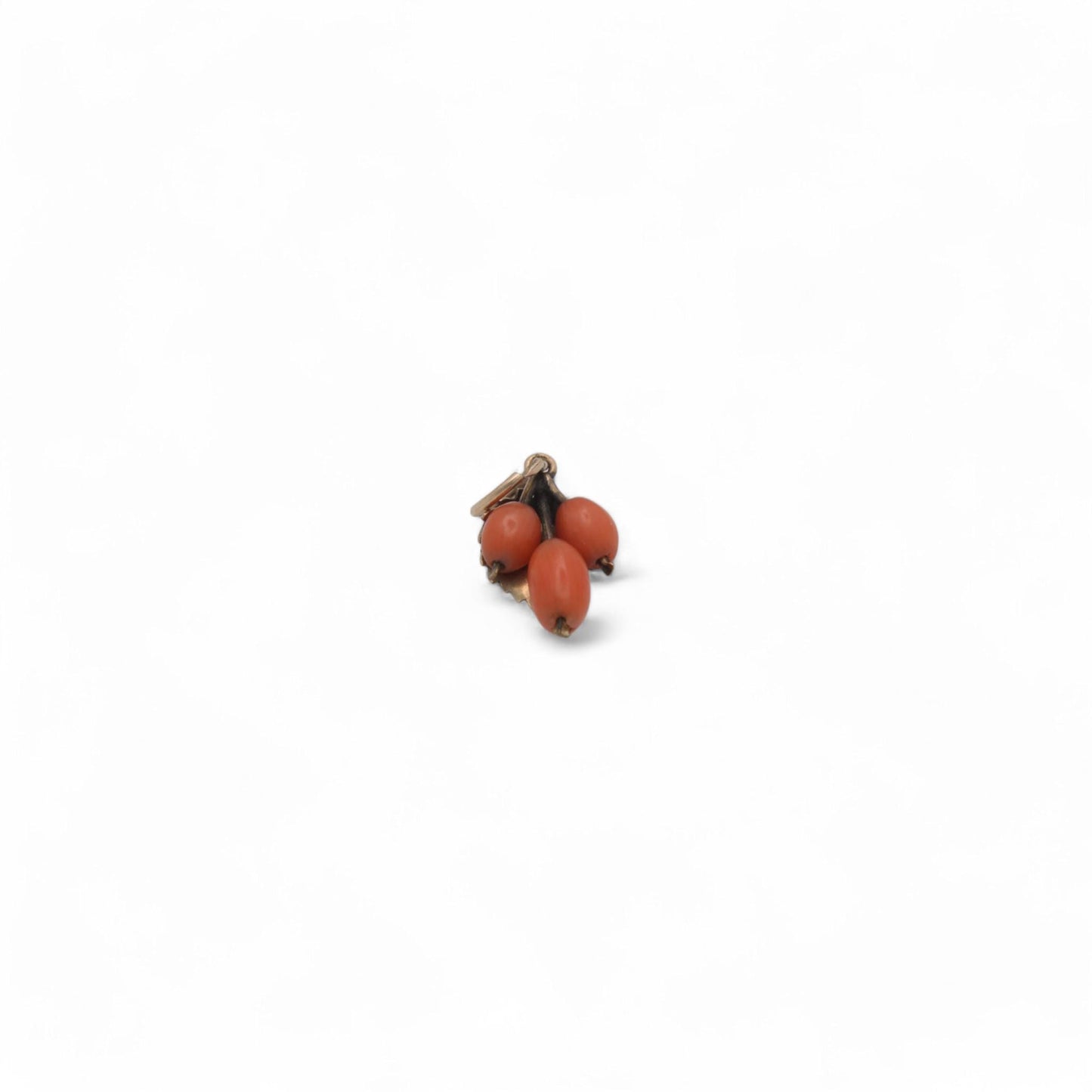 Antique 9ct Gold Coral Grape Charm Pendant