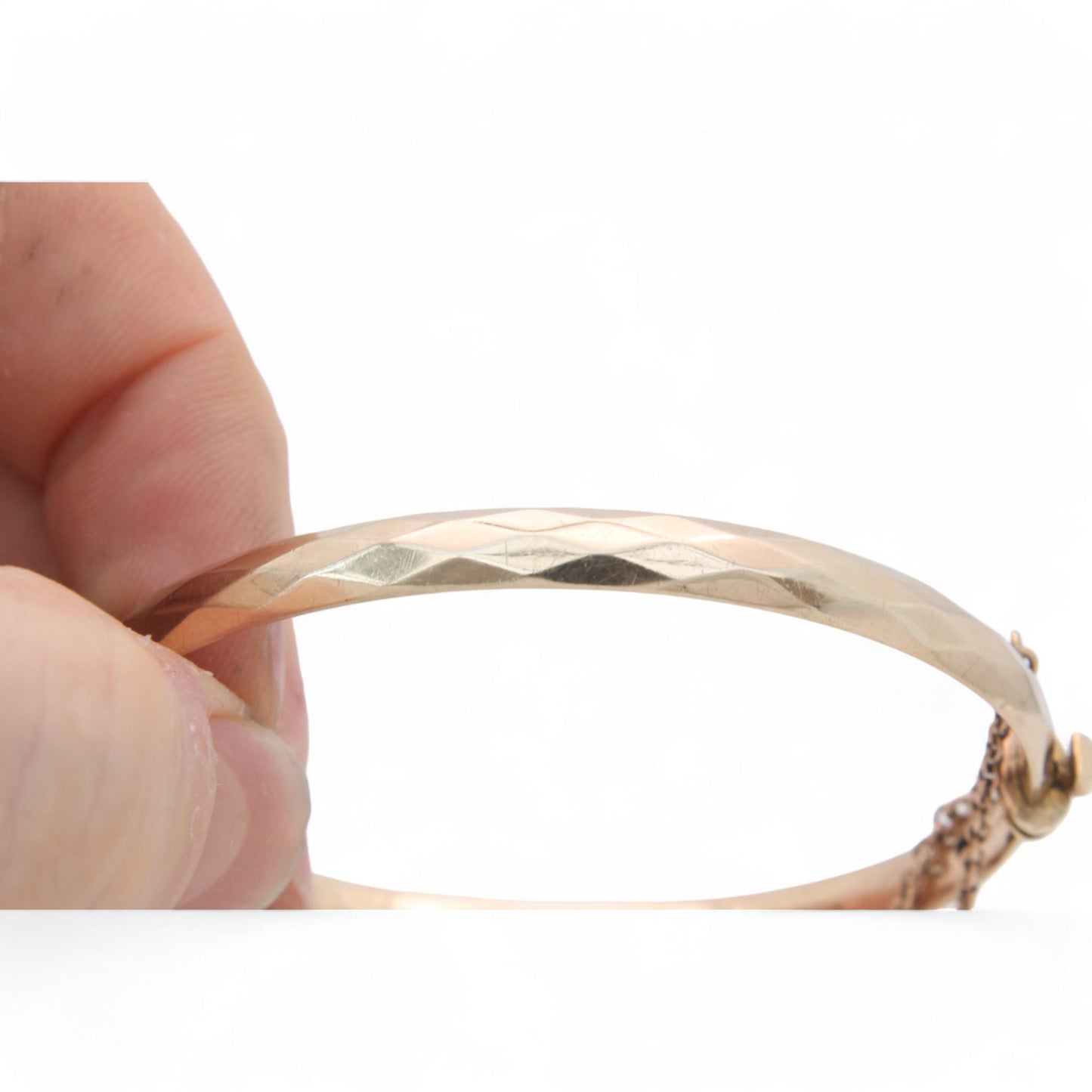 Antique 9ct Gold Faceted Metal Core Bangle