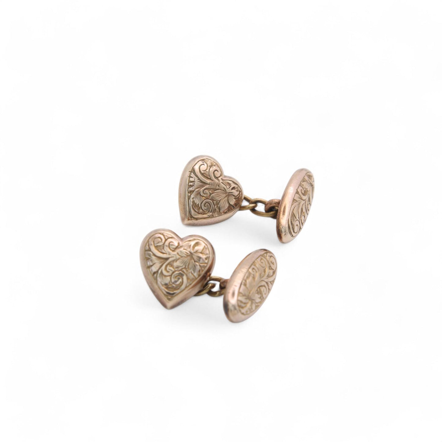 Antique 9ct Rolled Gold Heart Cufflinks