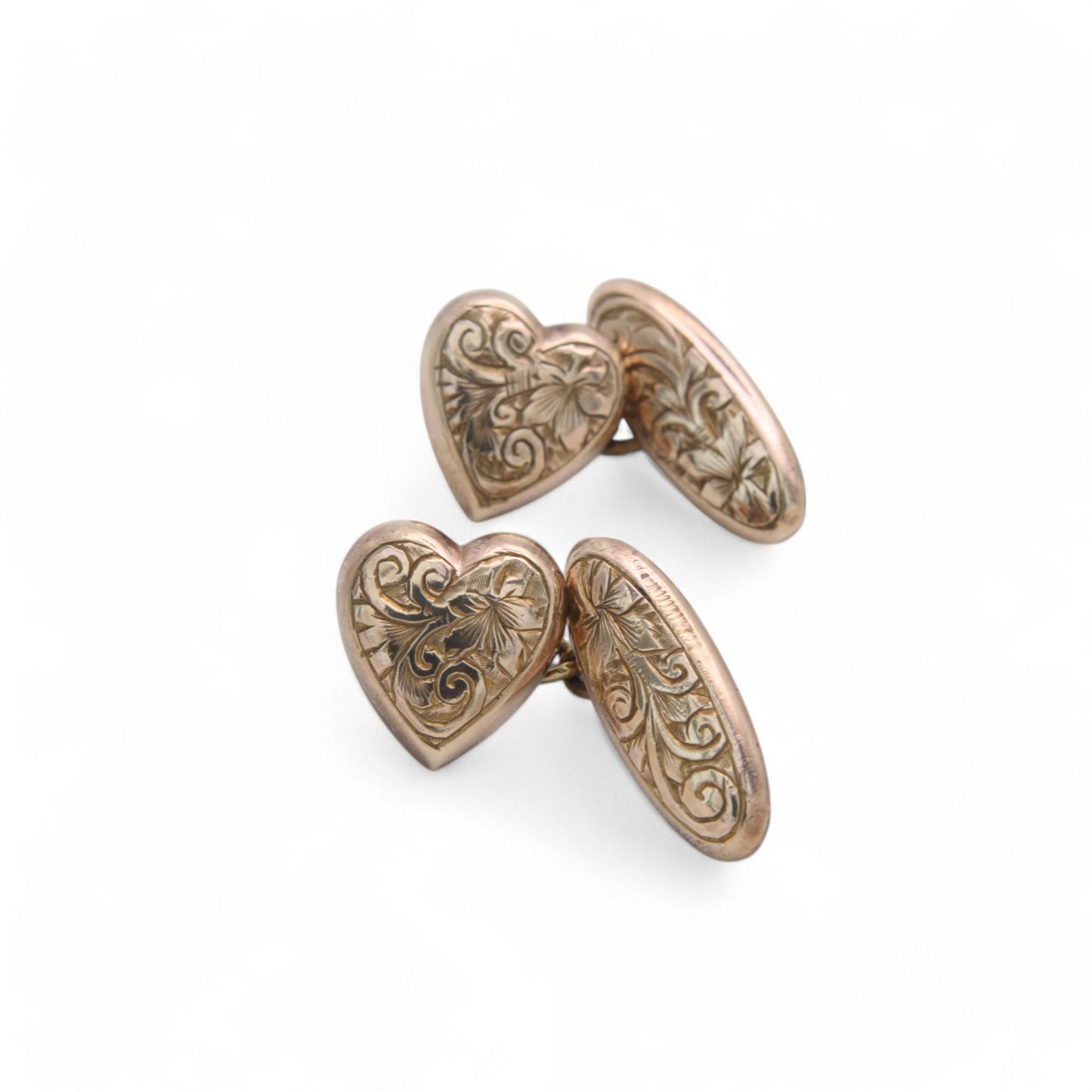 Antique 9ct Rolled Gold Heart Cufflinks