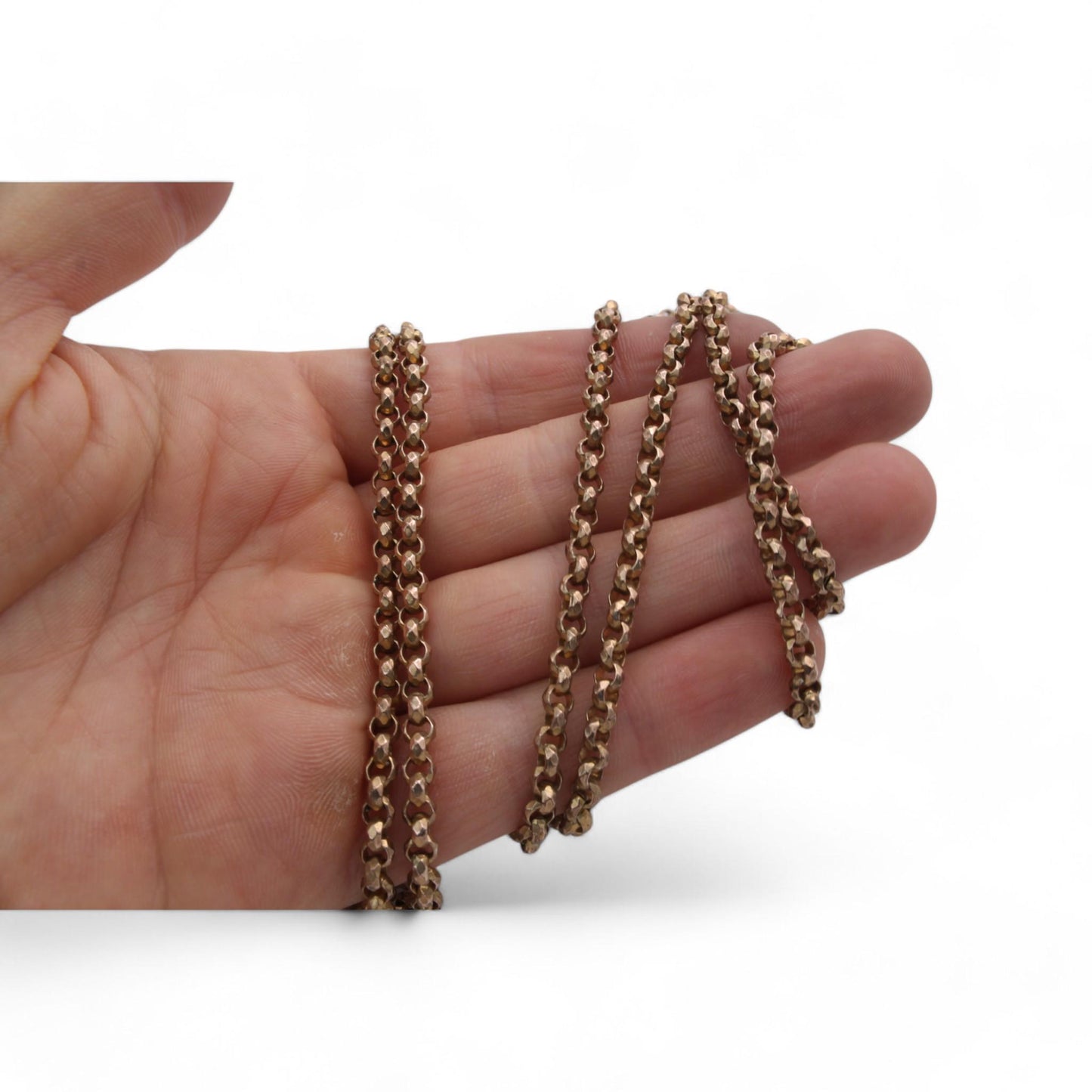 Antique 9ct Rolled Gold Faceted Long Guard, 53"