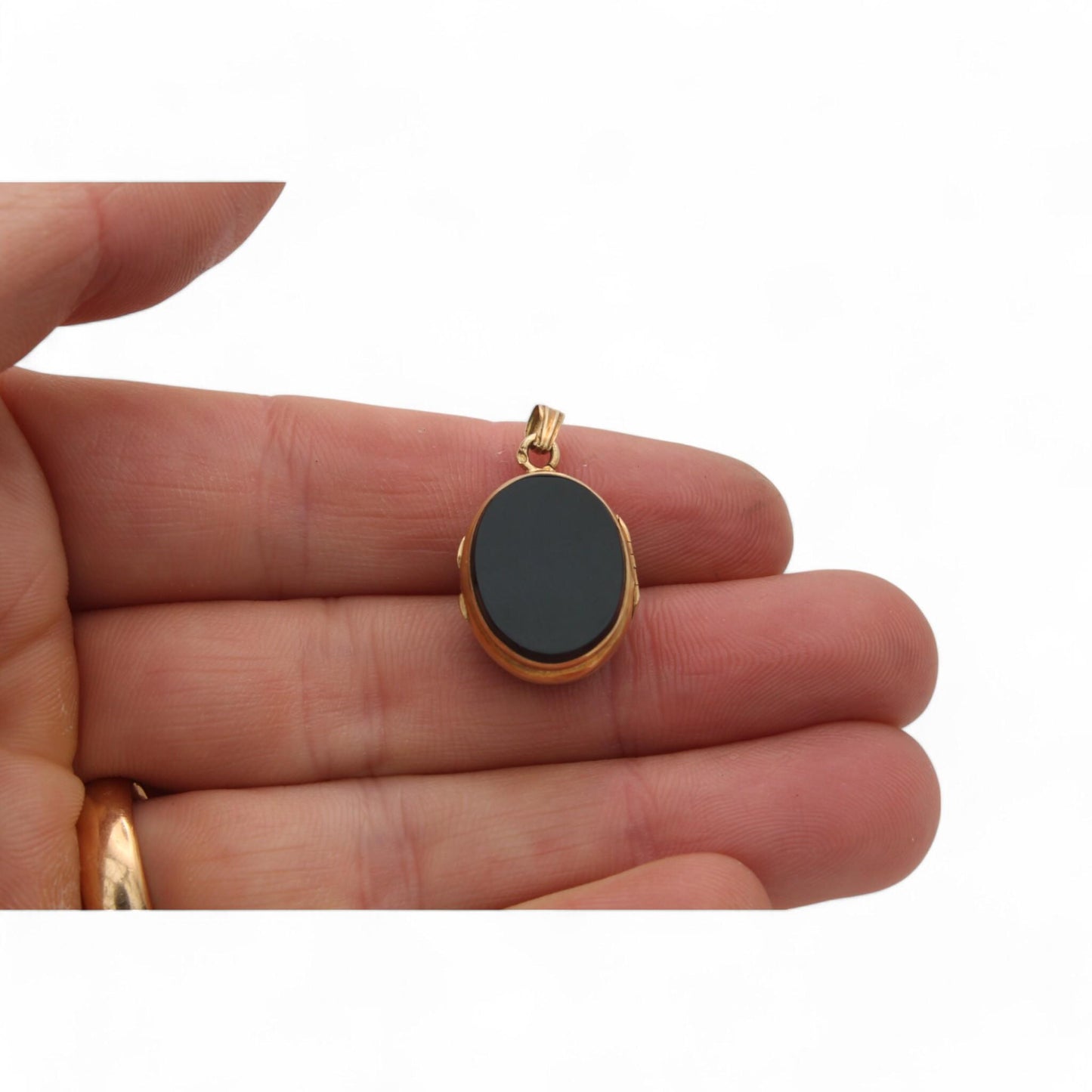 Antique 18ct Gold French Onyx Shield Locket Pendant