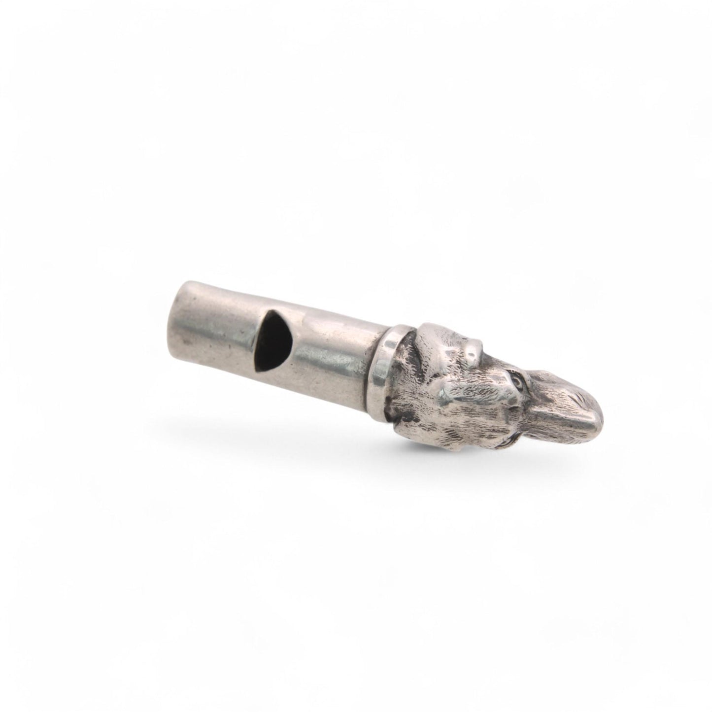 Antique Sterling Silver Dogs Head Whistle