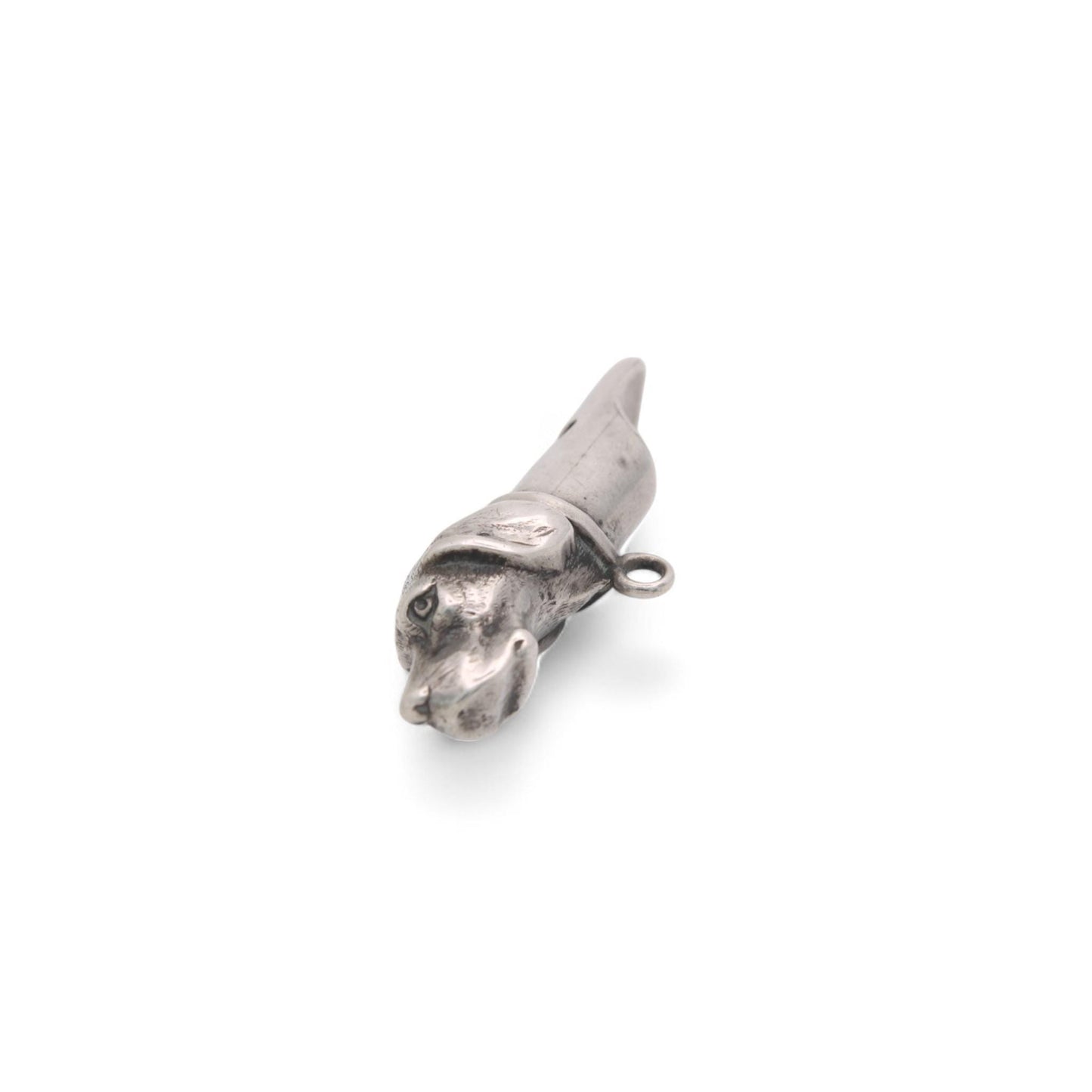 Antique Sterling Silver Dogs Head Whistle
