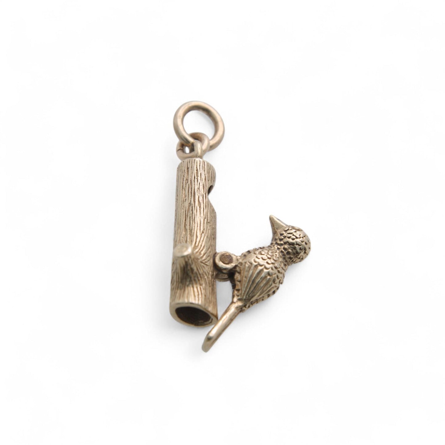 Vintage 9ct Gold Moving Woodpecker Charm