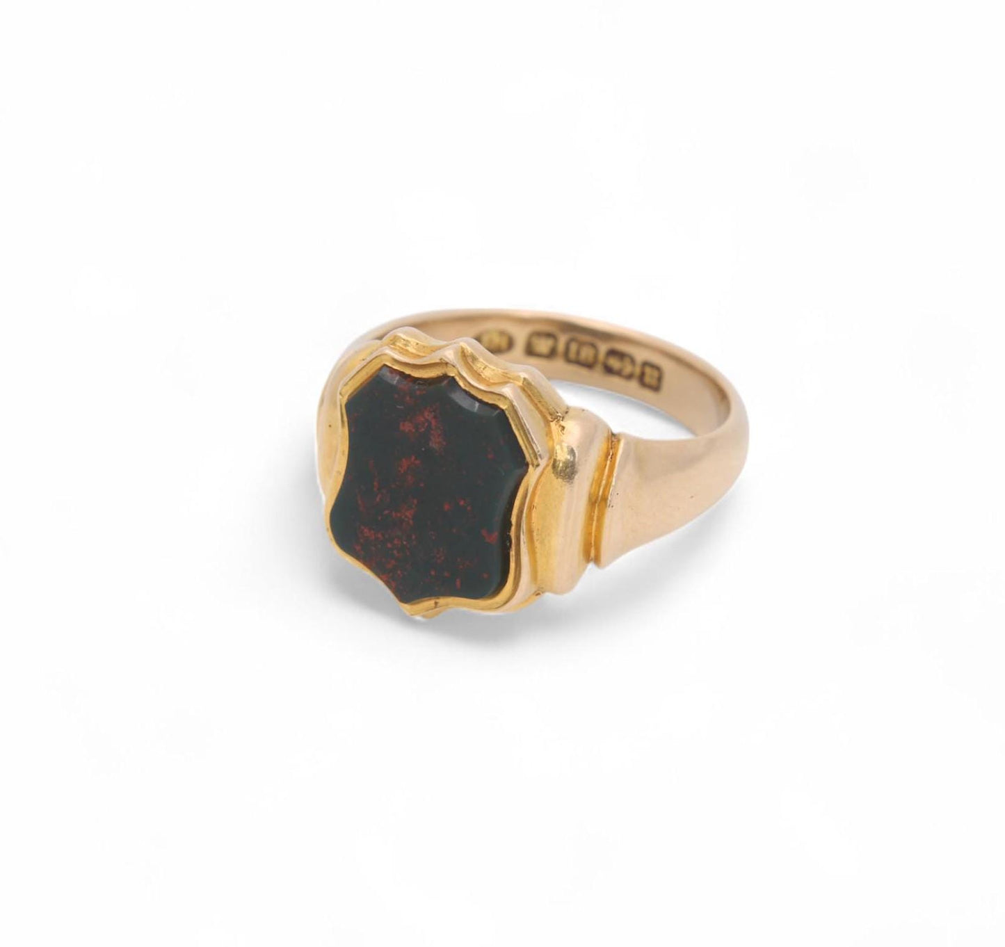 Antique 18ct Gold Shield Bloodstone Signet Ring