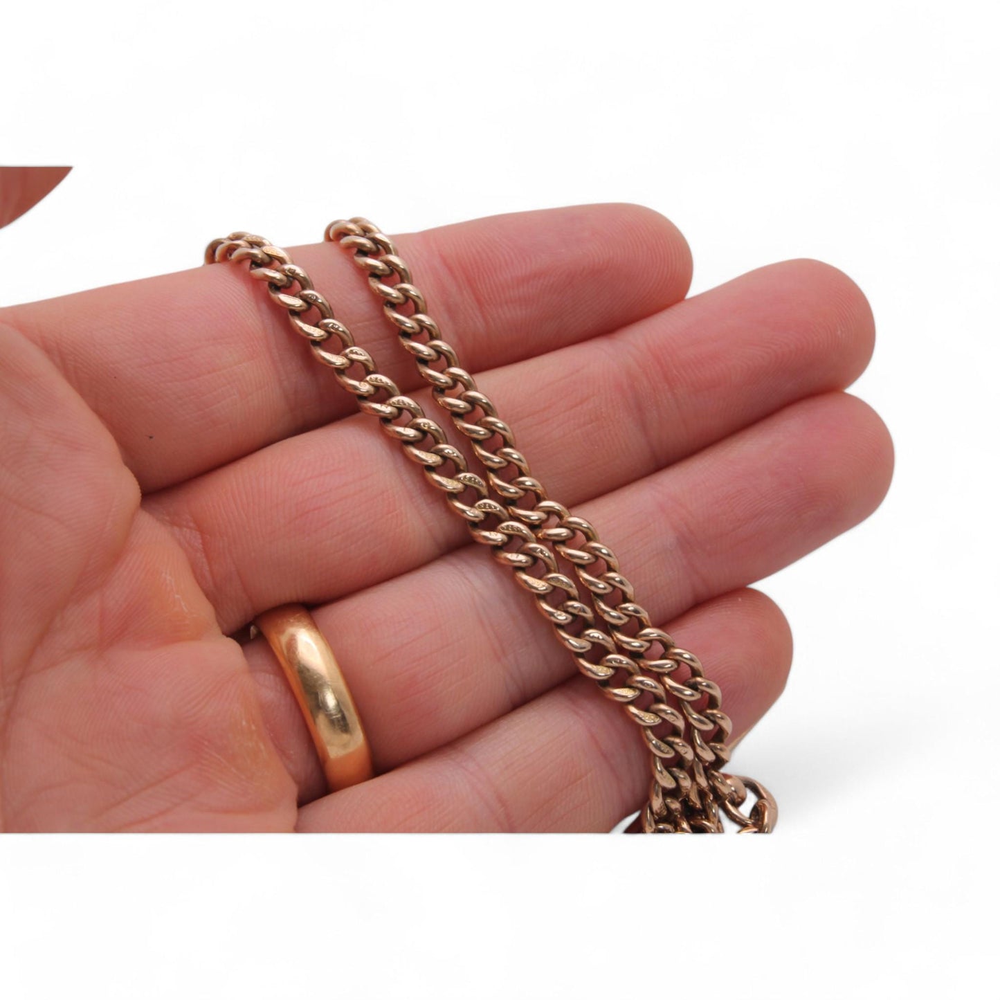 Antique 9ct Gold Double Albert Chain Necklace, 17.5"