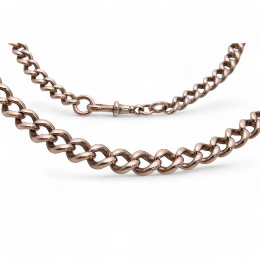 Antique 9ct Gold Chunky Graduated Chain Necklace, 38g, 15.5"