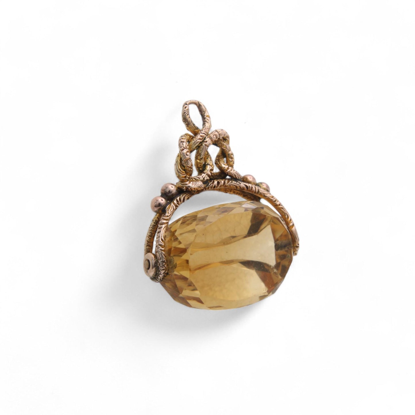 Antique 9ct Gold Citrine Spinner Pendant