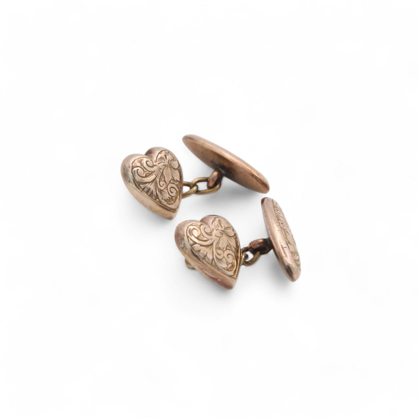 Antique 9ct Rolled Gold Heart Cufflinks