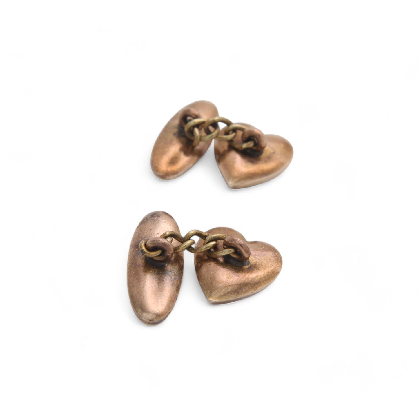 Antique 9ct Rolled Gold Heart Cufflinks