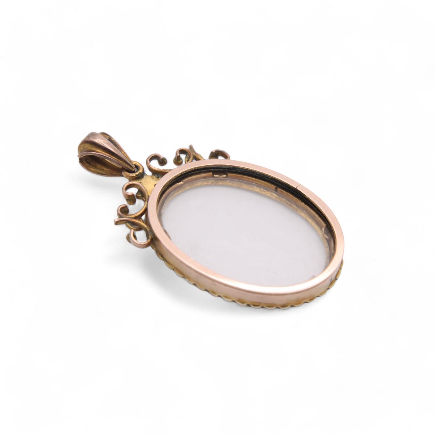 Antique 9ct Gold Seed Pearl Open Face Glass Locket