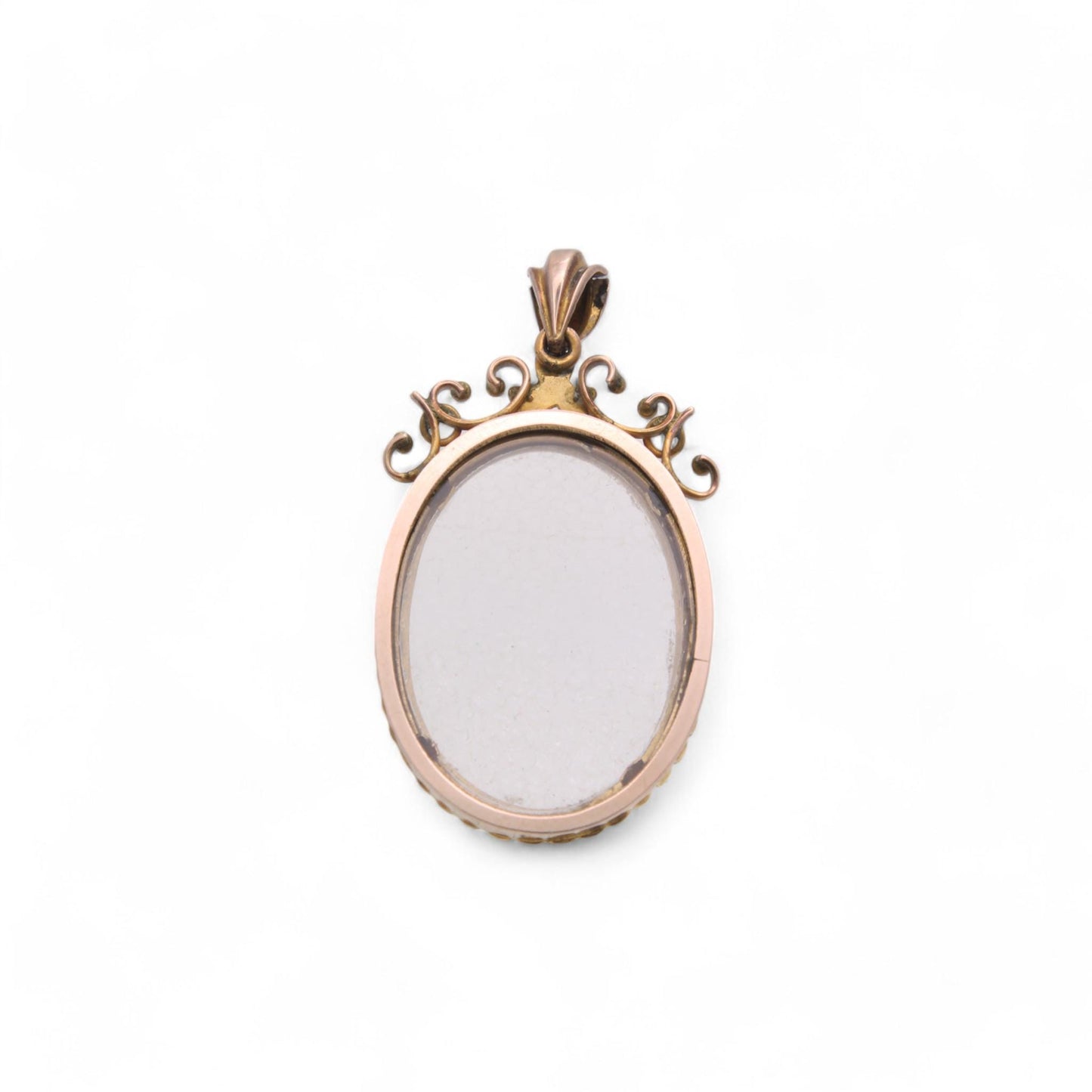 Antique 9ct Gold Seed Pearl Open Face Glass Locket