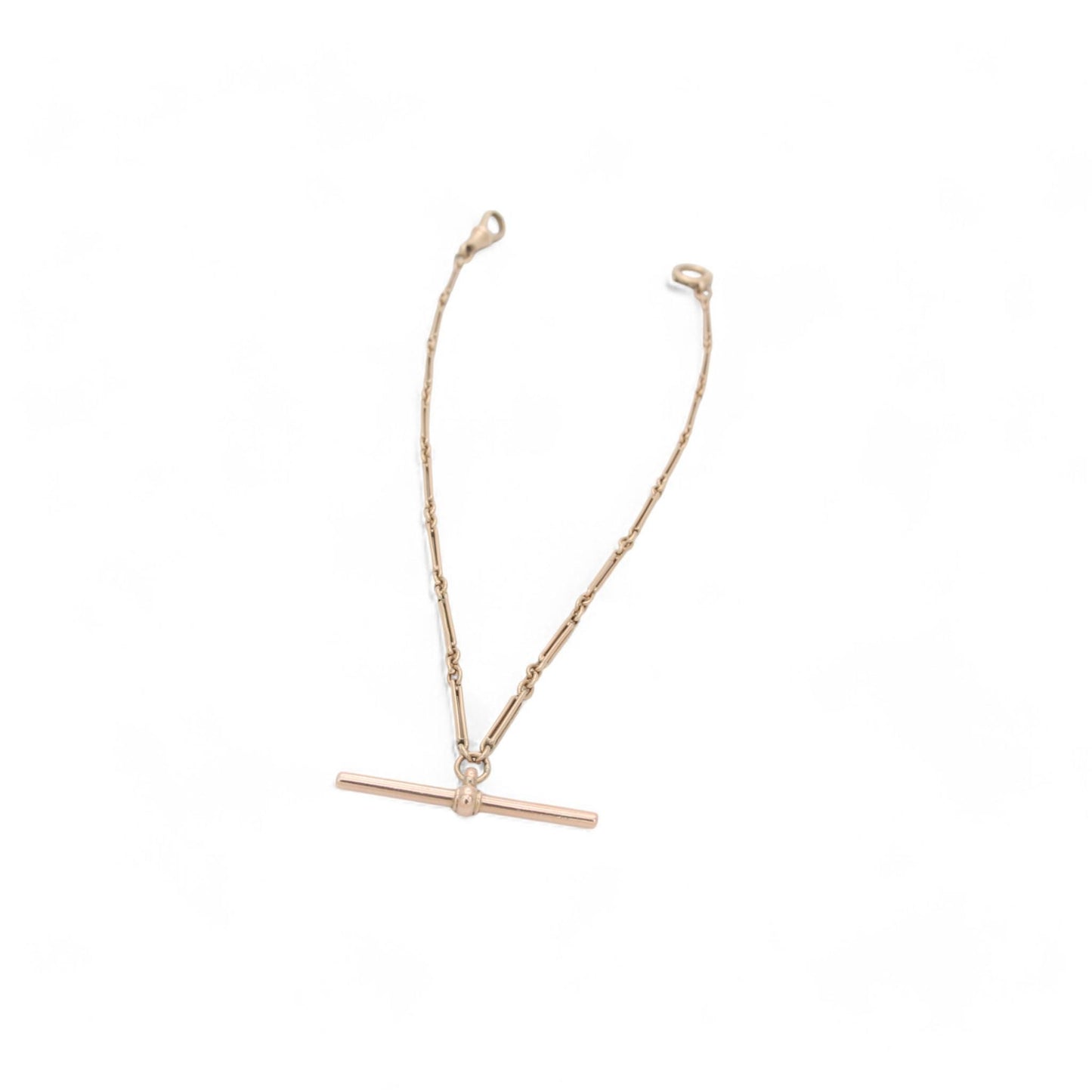 Antique 9ct Yellow Gold Trombone Fetter Link Double Albert Chain, 13.5"