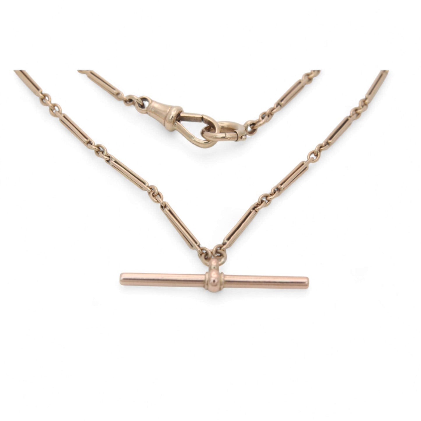 Antique 9ct Yellow Gold Trombone Fetter Link Double Albert Chain, 13.5"