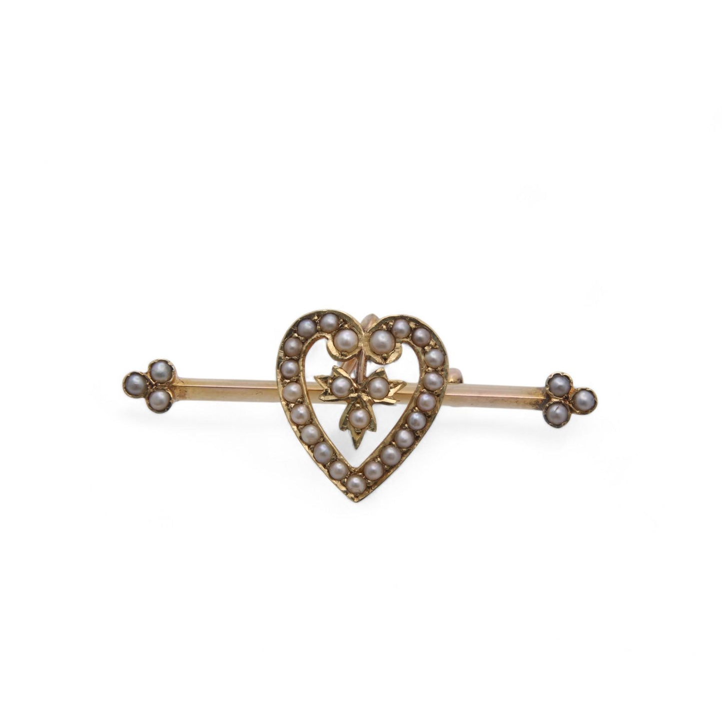 Antique 15ct Gold Seed Pearl Heart Pendant With Detachable Brooch