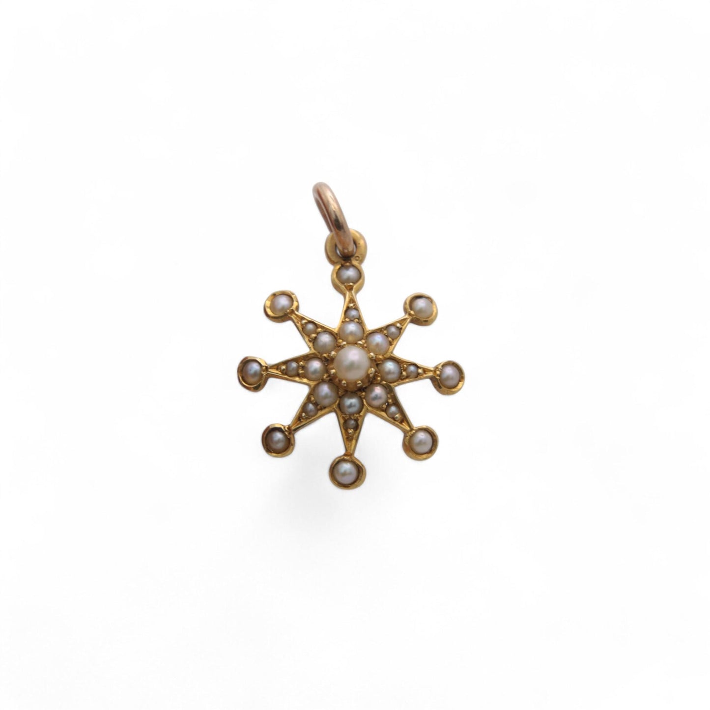 Antique 15ct Gold Seed Pearl Star Pendant