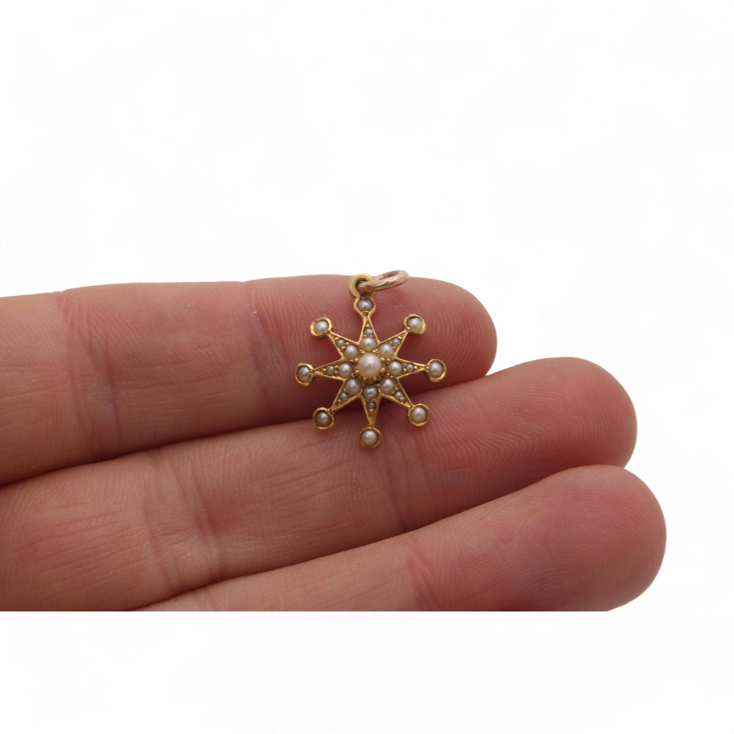 Antique 15ct Gold Seed Pearl Star Pendant