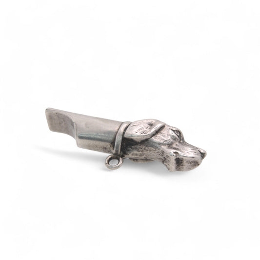 Antique Sterling Silver Dogs Head Whistle