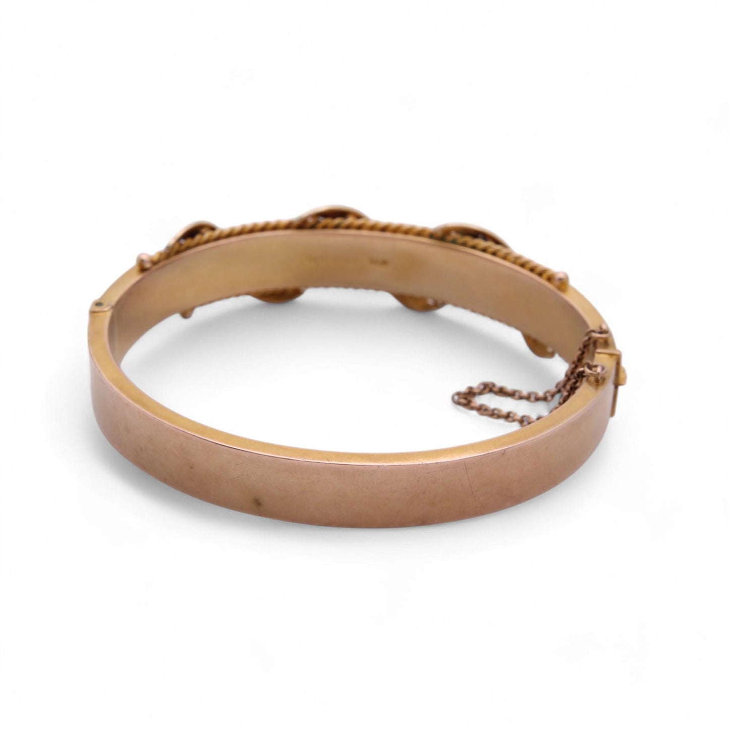 Antique 9ct Gold Decorative Floral Diamond Bangle, 1912