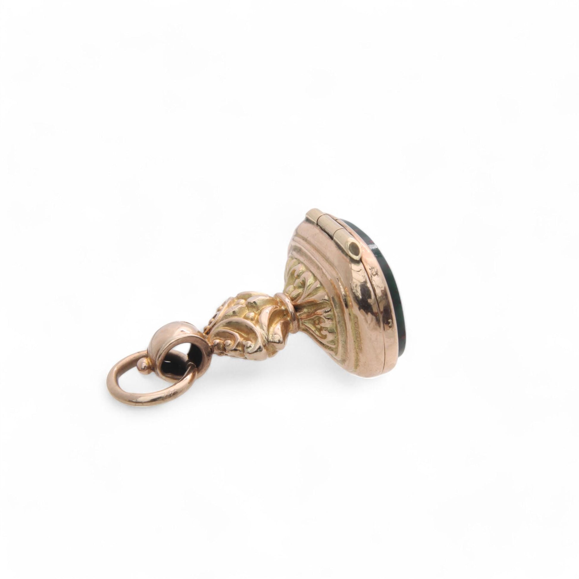 Antique-9ct-Gold-Bloodstone-Pendant-Hidden-Locket