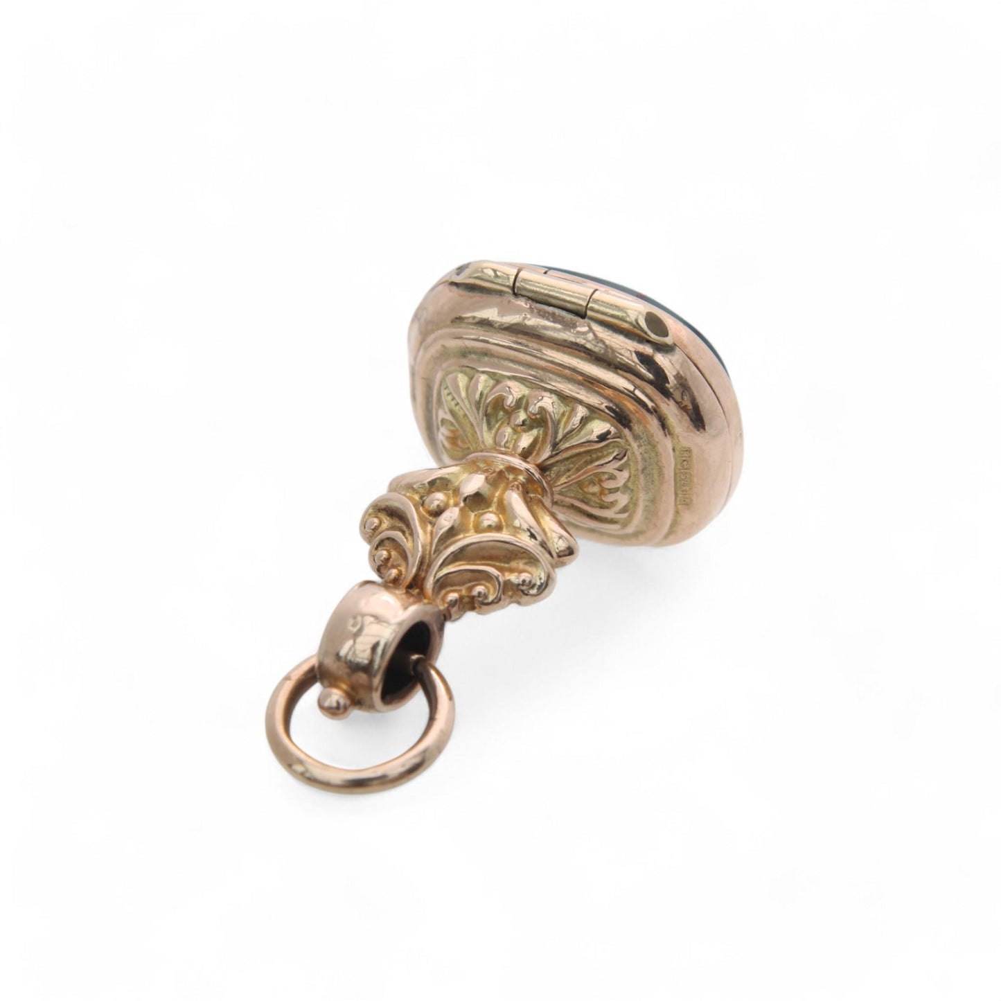 Antique 9ct Gold Bloodstone Pendant Hidden Locket