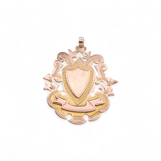 Antique 9ct Gold Decorative Shield Pendant