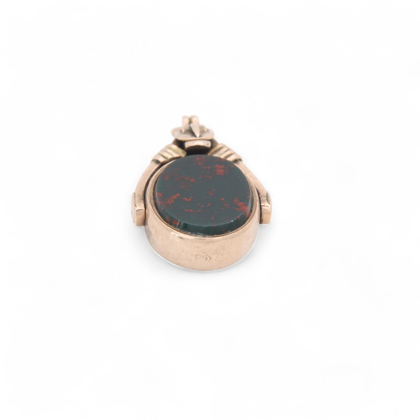 Antique 10ct Gold Bloodstone Spinner Buckle Pendant