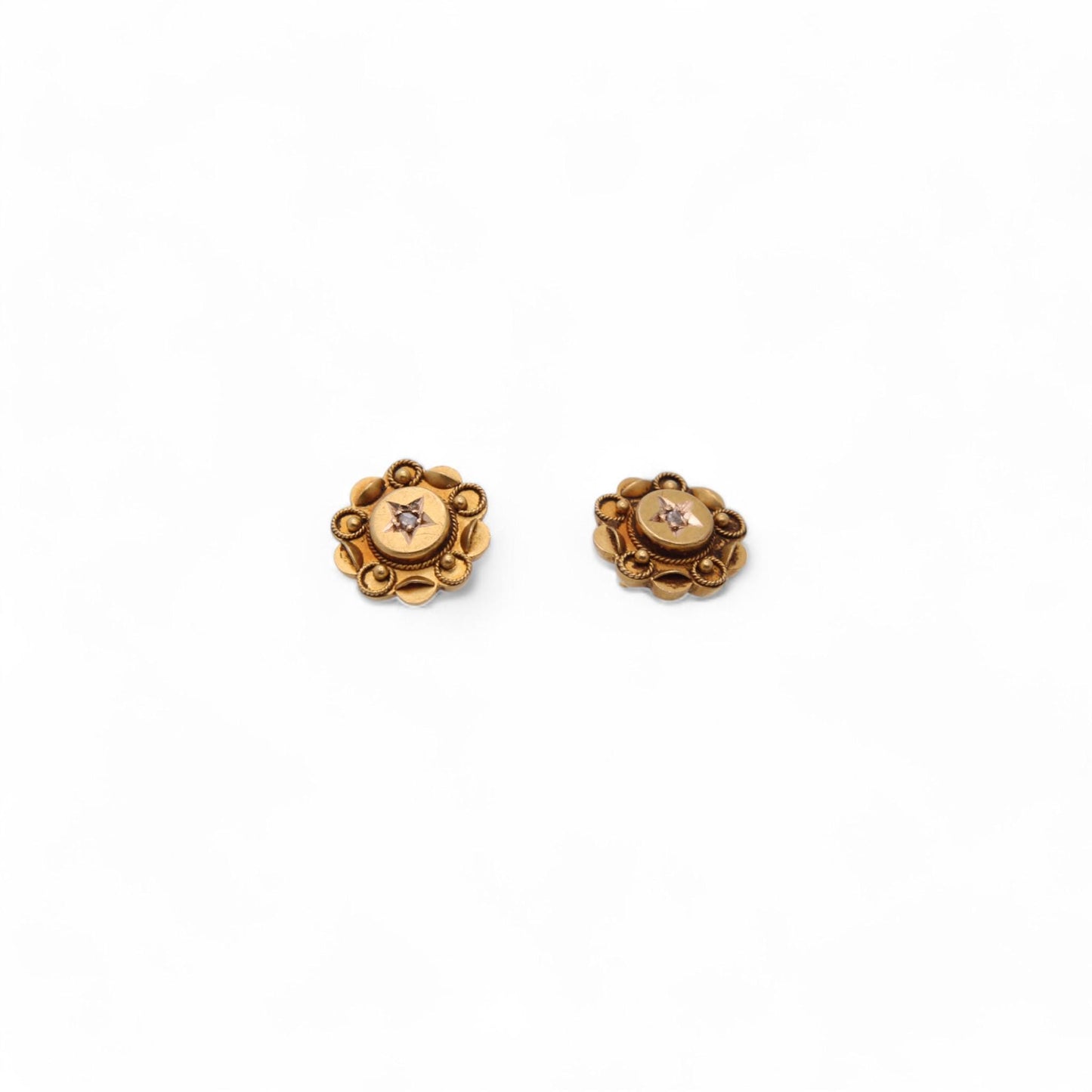 Antique 15ct Gold Diamond Filigree Earrings