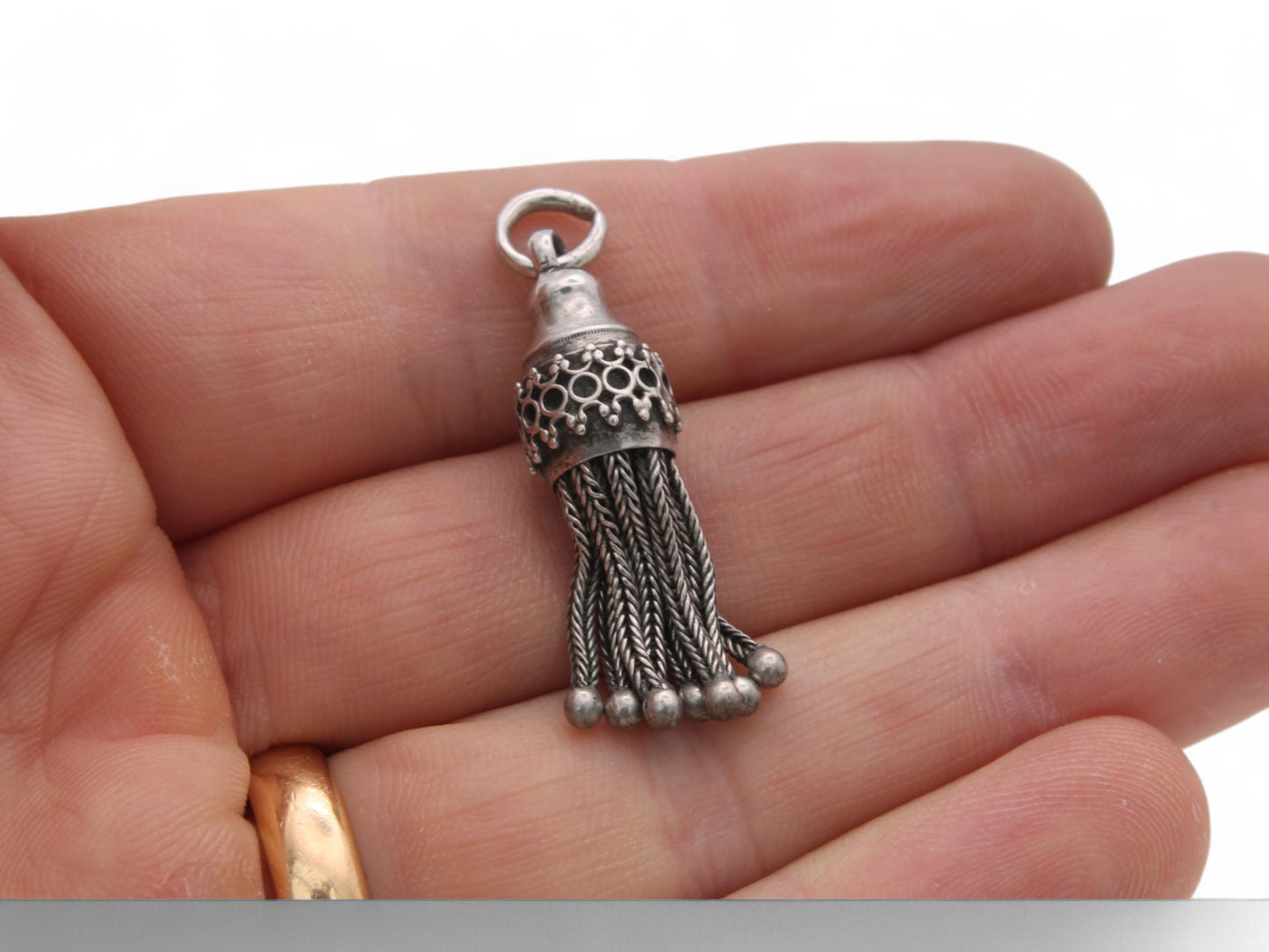 Antique Sterling Silver Tassel Pendant Charm