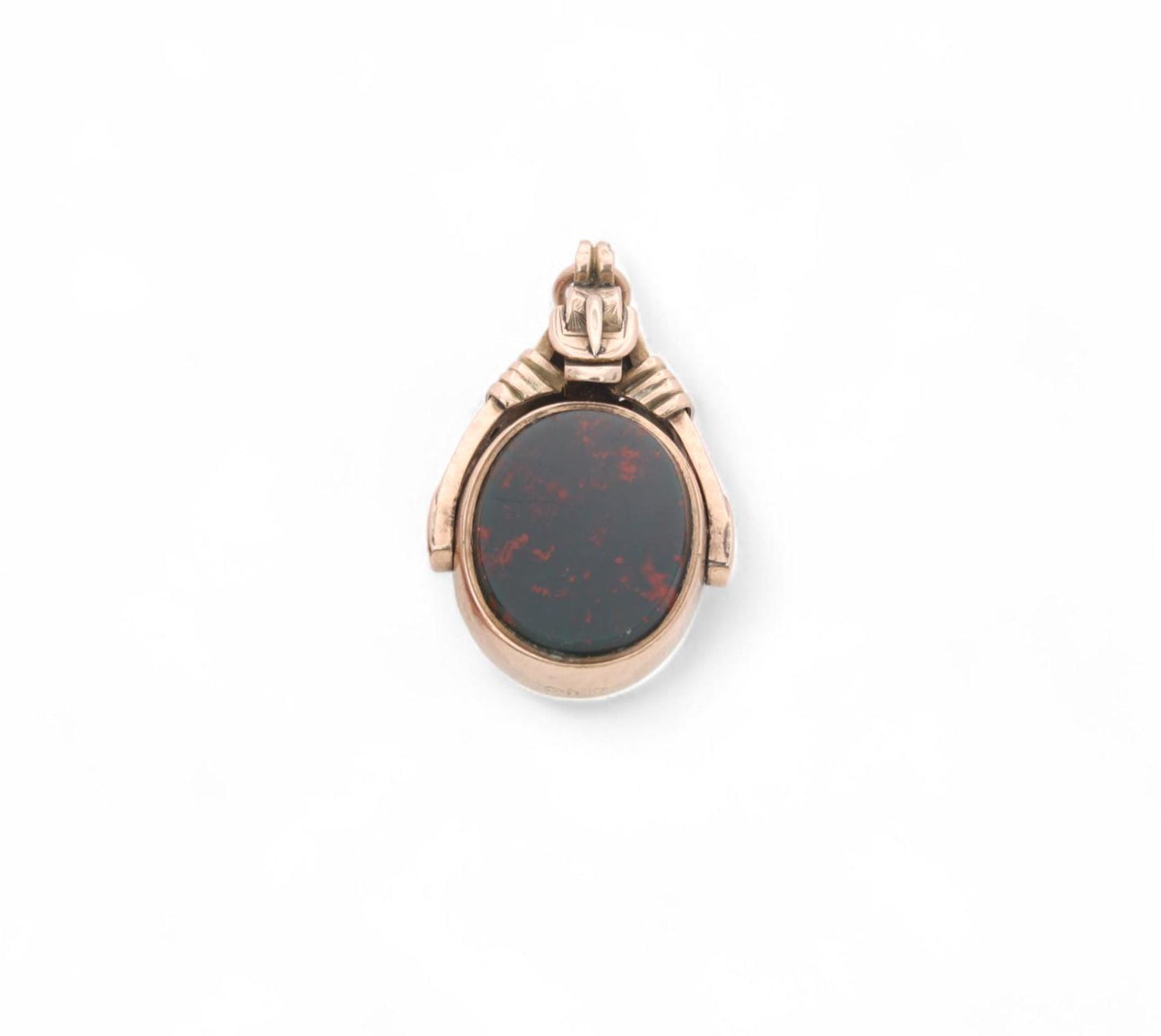 Antique 10ct Gold Bloodstone Spinner Buckle Pendant