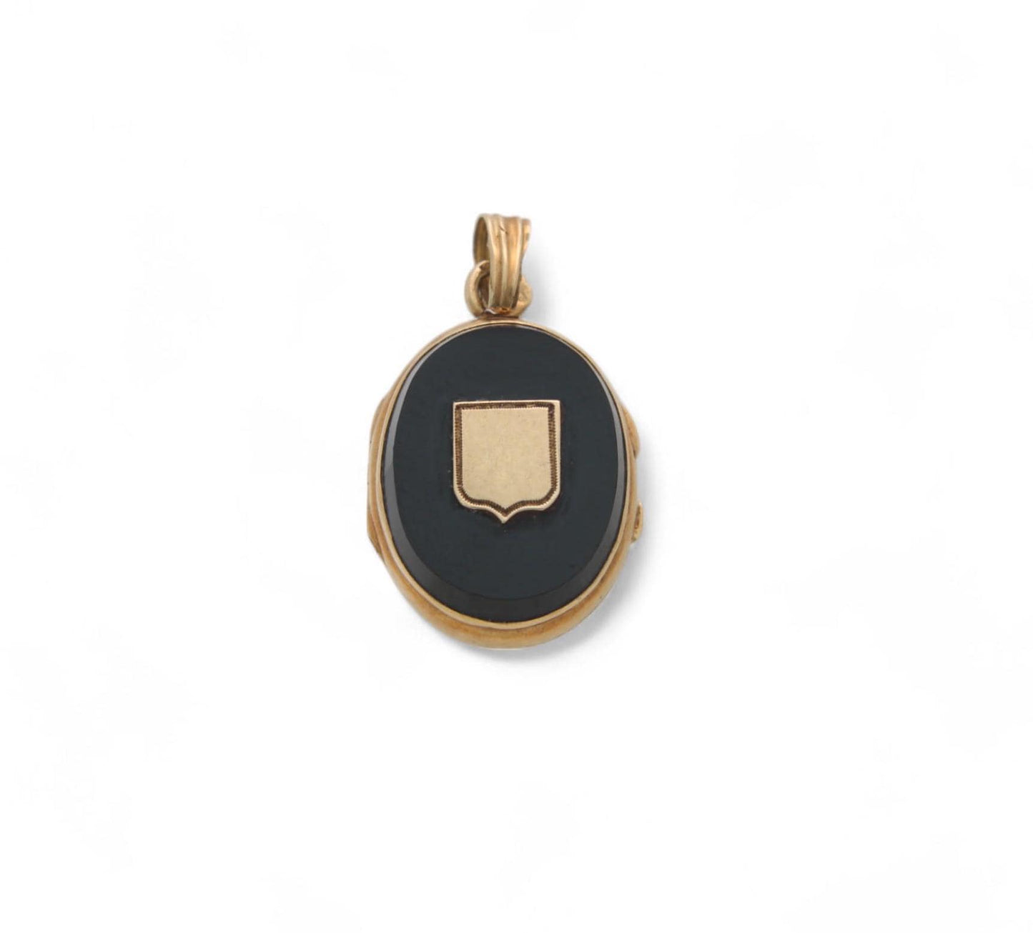 Antique 18ct Gold French Onyx Shield Locket Pendant