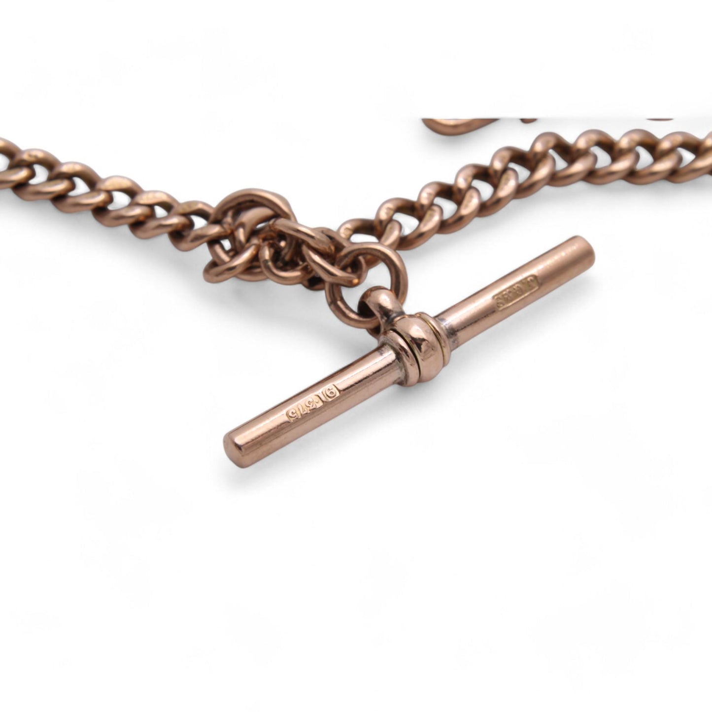 Antique 9ct Gold Double Albert Chain Necklace, 17.5"