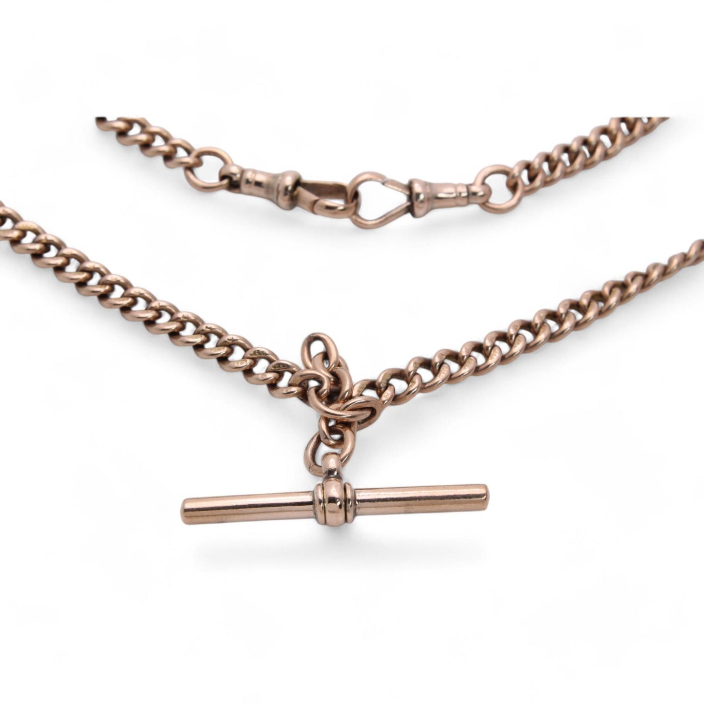 Antique 9ct Gold Double Albert Chain Necklace, 17.5"