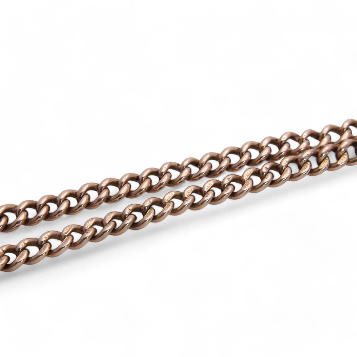 Antique 9ct Gold Double Albert Chain Necklace, 17.5"