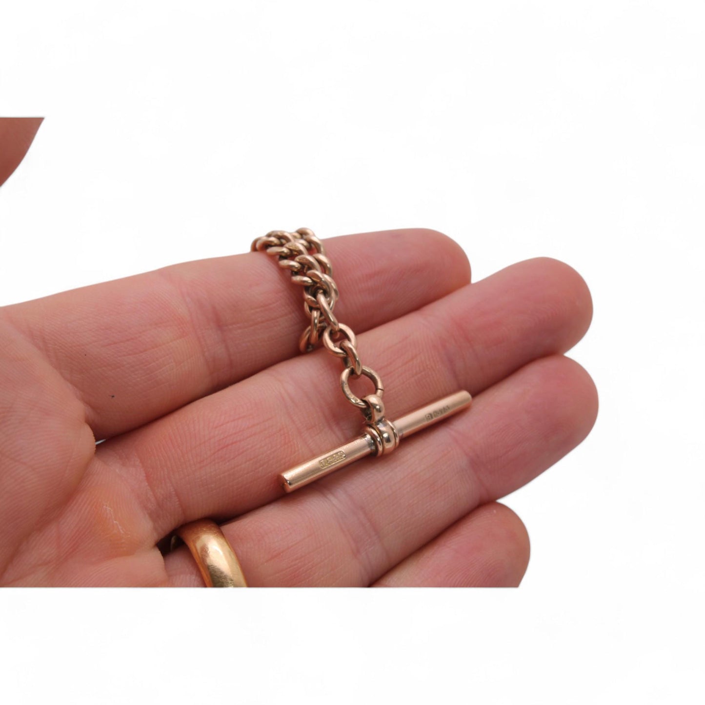 Antique 9ct Gold Double Albert Chain Necklace, 17.5"