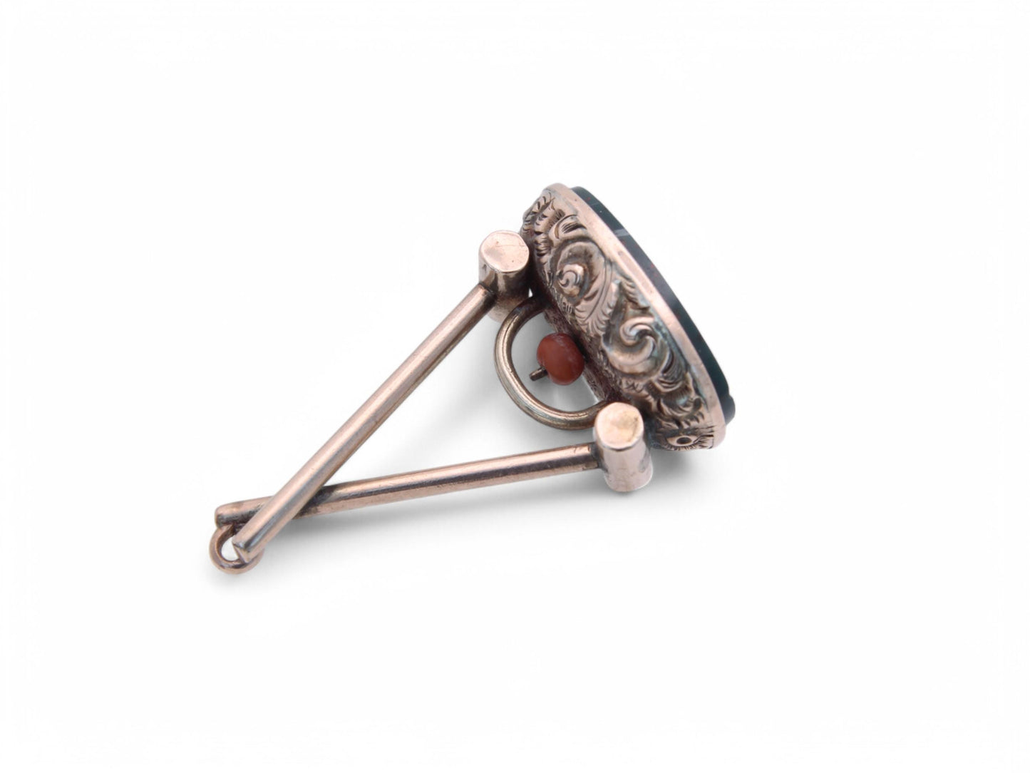 Antique 9ct Gold Croquet Game Coral Pendant