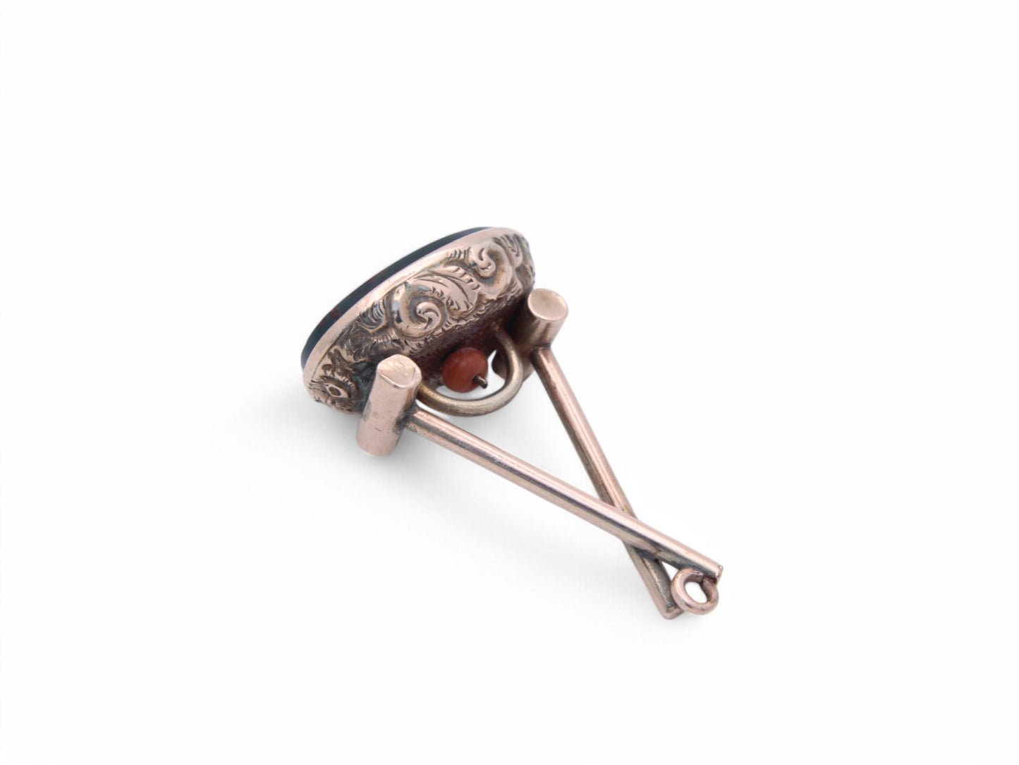 Antique 9ct Gold Croquet Game Coral Pendant