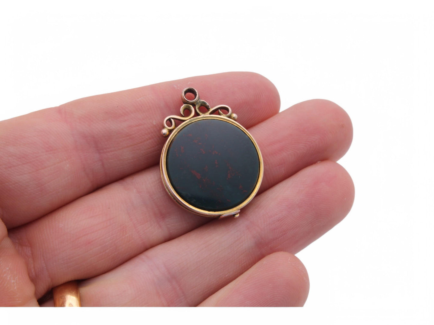 Antique 9ct Gold Bloodstone Locket Pendant, 1908