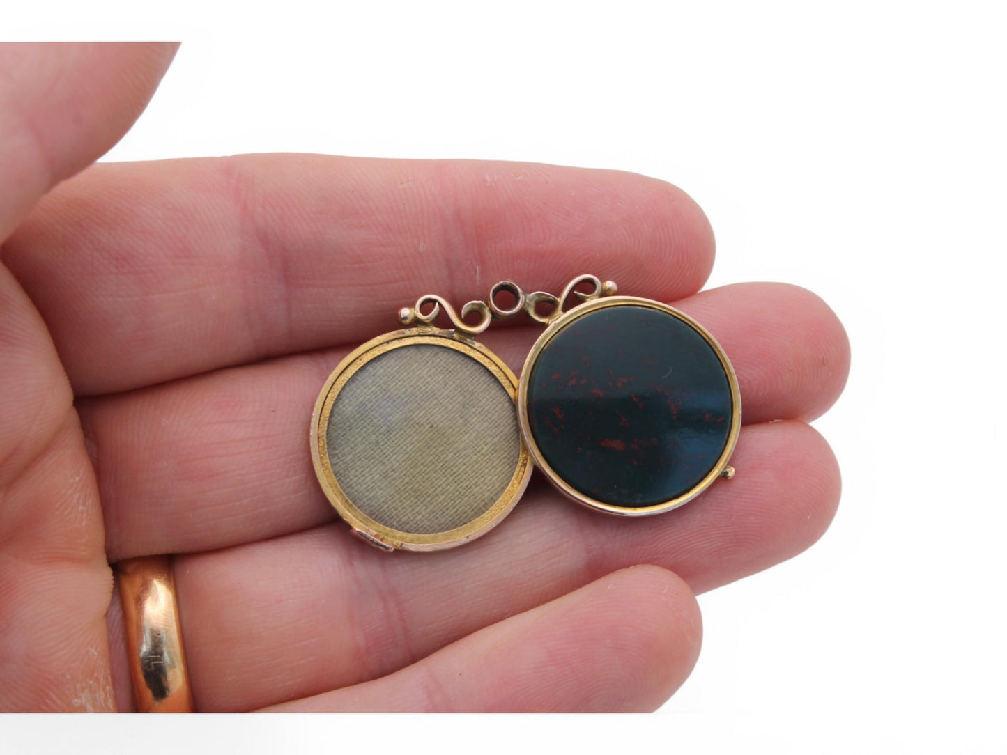 Antique 9ct Gold Bloodstone Locket Pendant, 1908