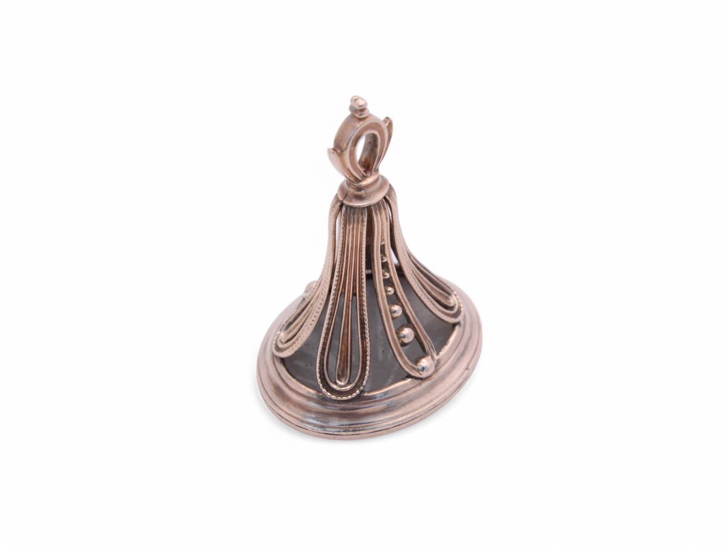 Antique 9ct Gold Chalcedony Intaglio Crested Fob Pendant