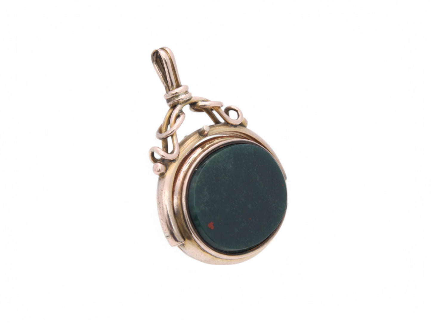 Antique 9ct Gold Bloodstone Carnelian Spinner Pendant