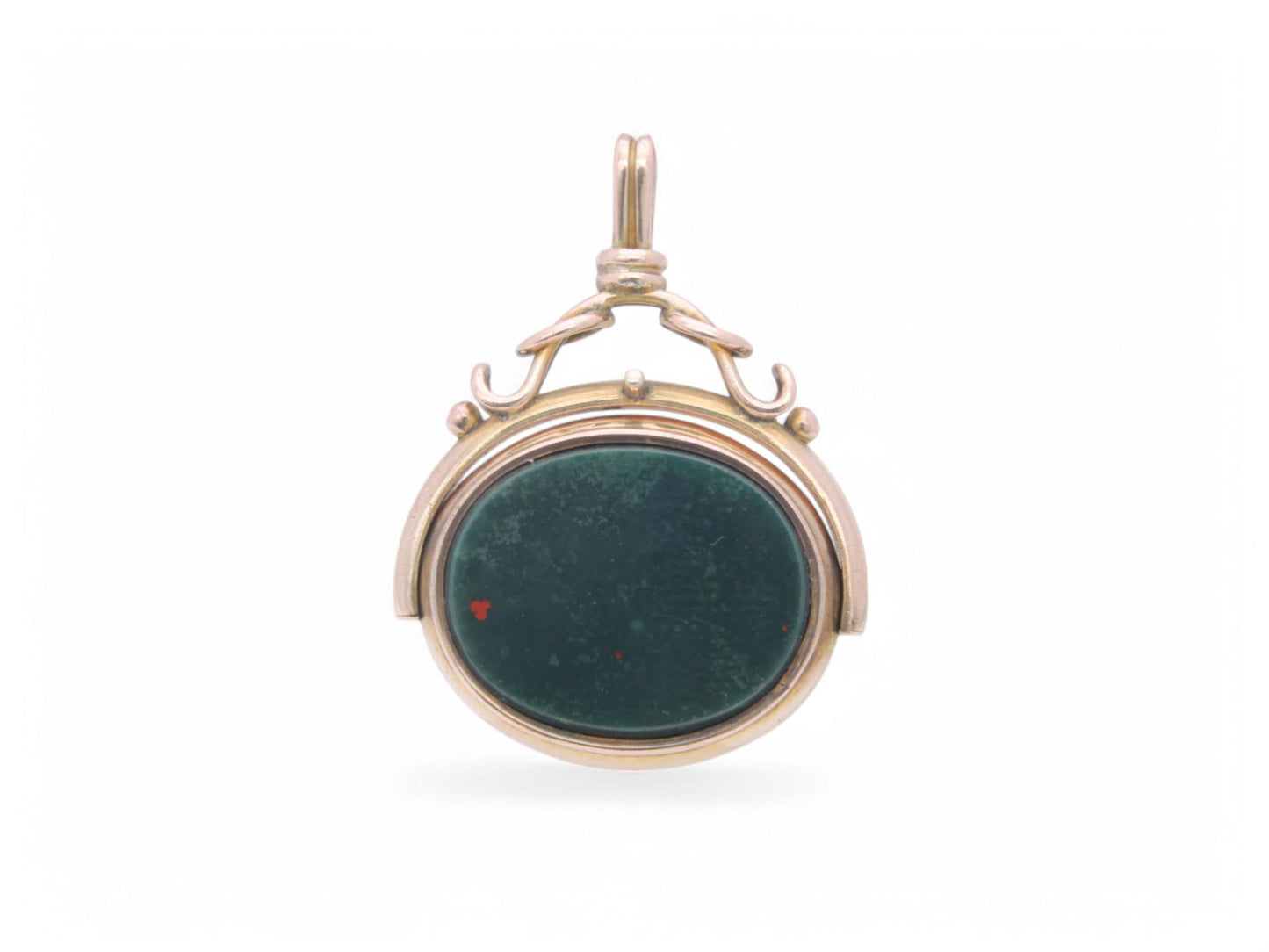 Antique 9ct Gold Bloodstone Carnelian Spinner Pendant