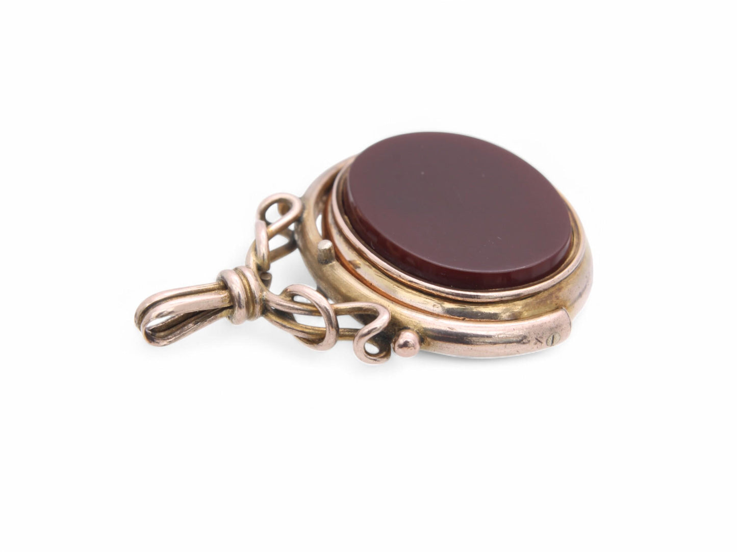 Antique 9ct Gold Bloodstone Carnelian Spinner Pendant