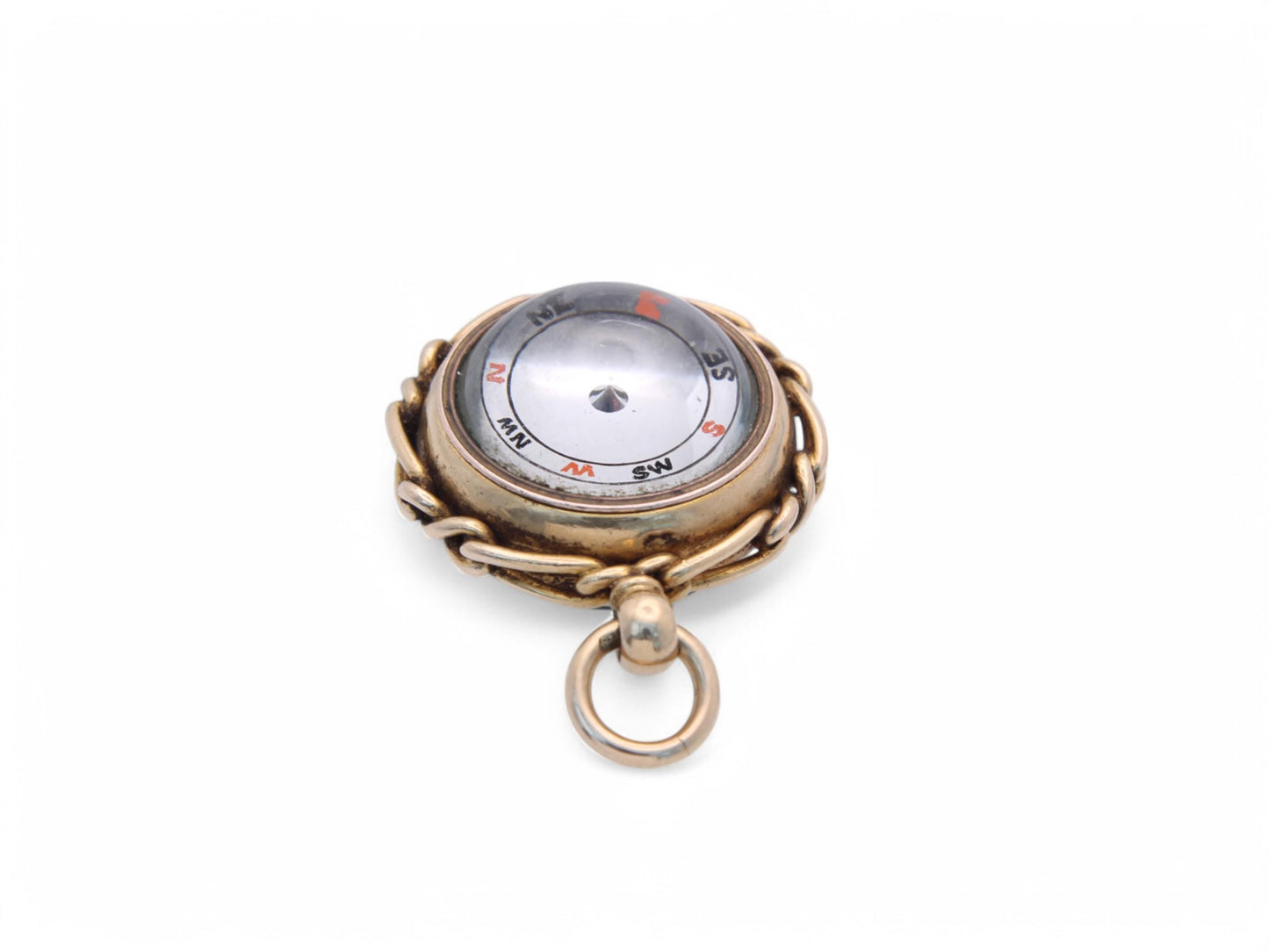 Antique 18ct Gold Bloodstone Compass Pendant, 1891