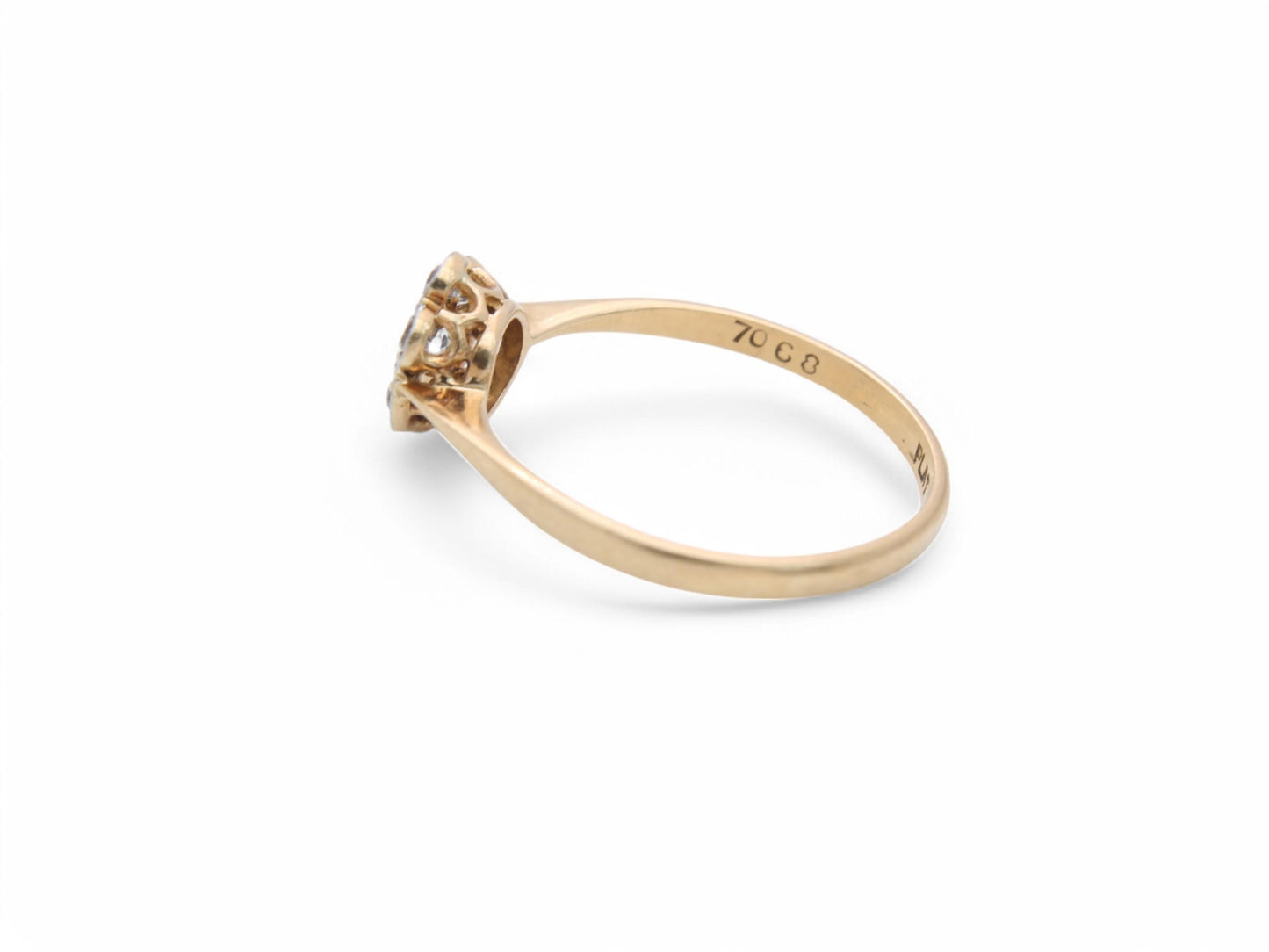 Antique 18ct Gold & Platinum Diamond Cluster Daisy Ring