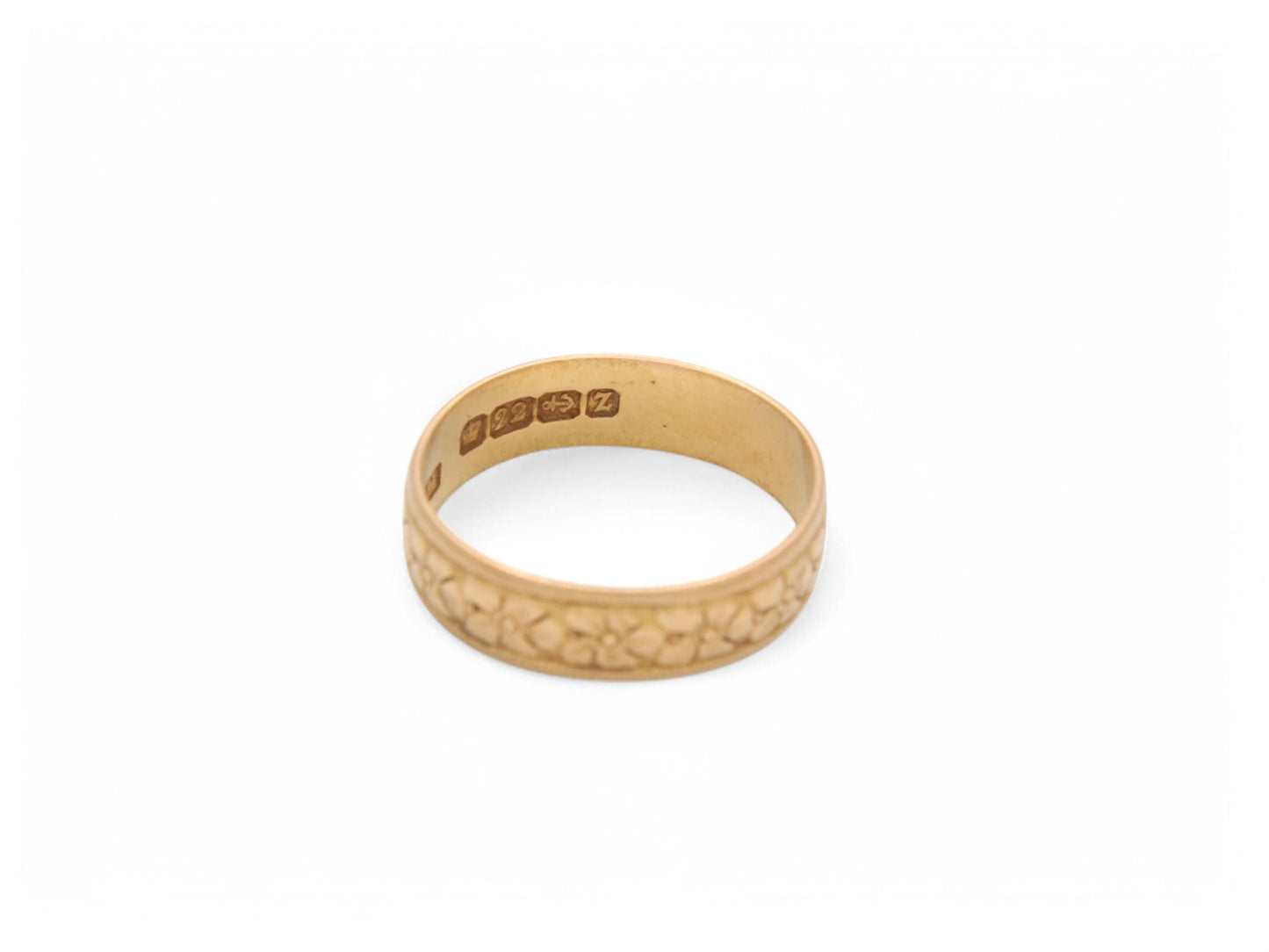 Antique 22ct Gold Forget Me Not Chased Ring, 1899
