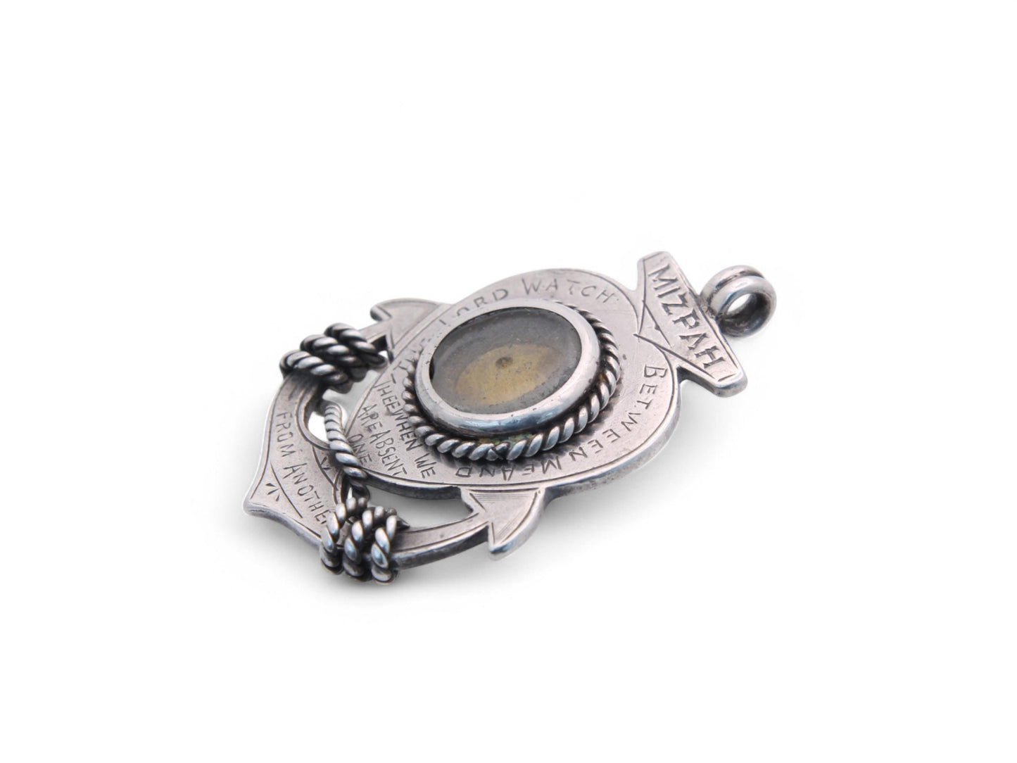 Antique Sterling Silver Anchor Citrine Pendant 'Mizpah'