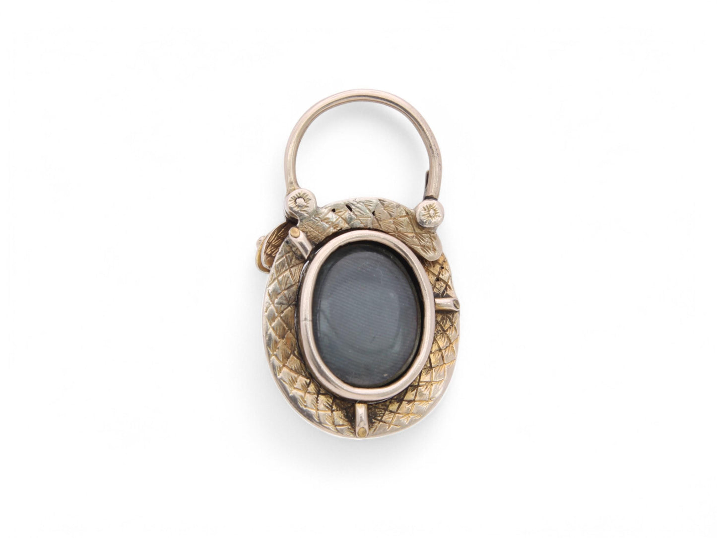 Antique-Victorian-15ct-Gold-Garnet-Cabochon-Snake-Pendant