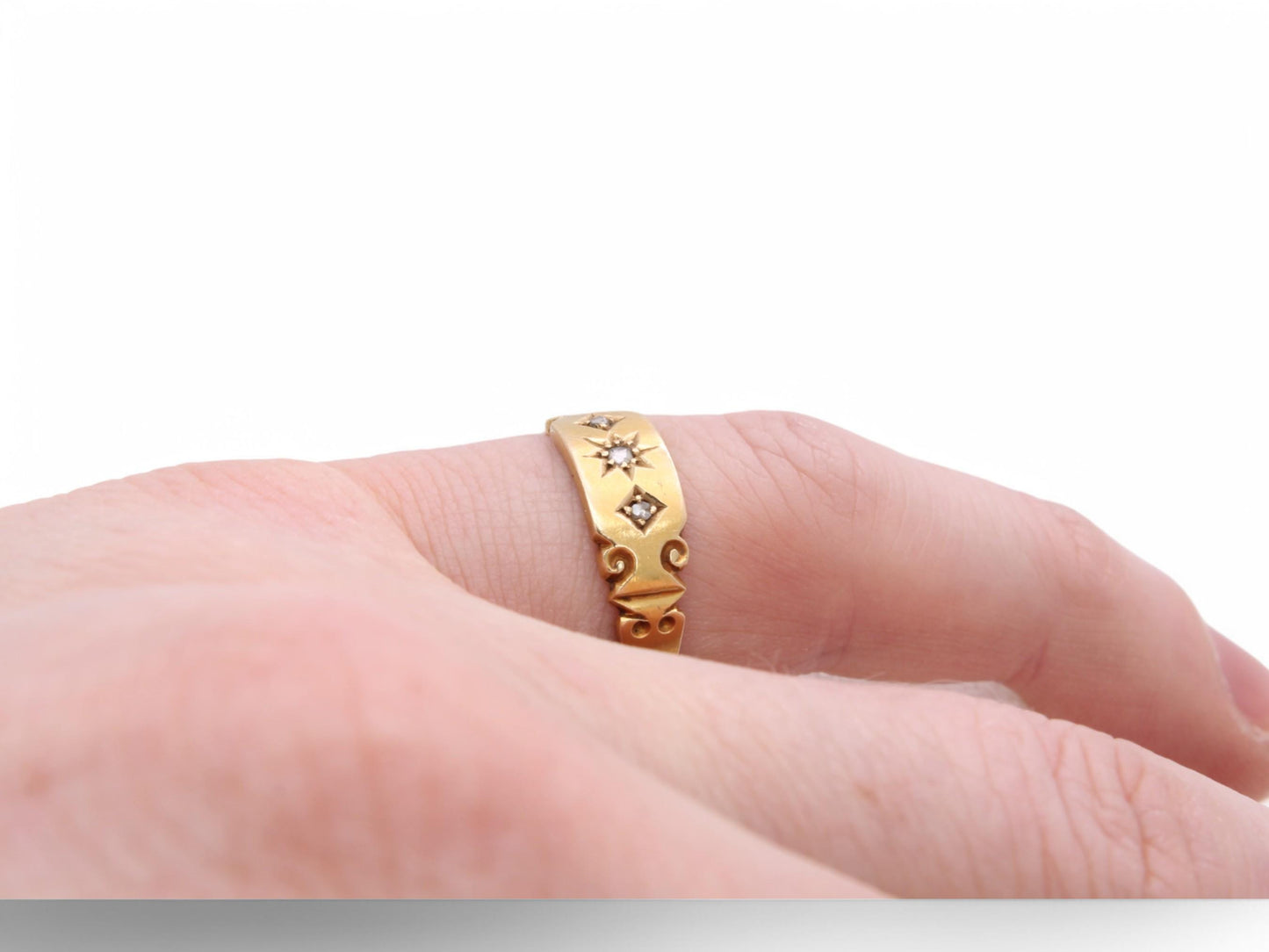 Antique 18ct Gold Diamond Gypsy Ring, 1896